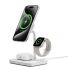 Cygnett ChargeBase Qi2 3-in-1 Magnetic 15W Wireless Charger-White(CY5070BUNCP),1.2M USB-C Cable,5W Watch Charger, 180° Swivel Head
